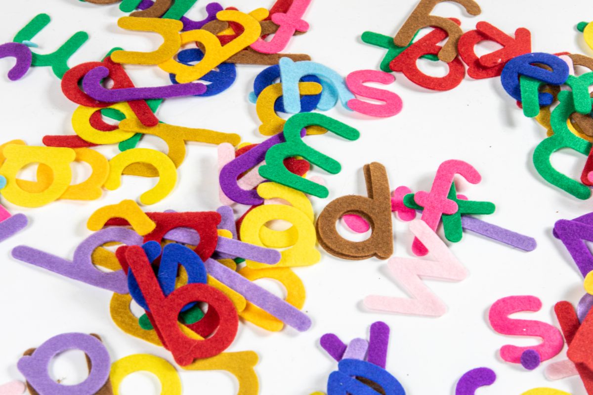 Colourful alphabet letters scattered together